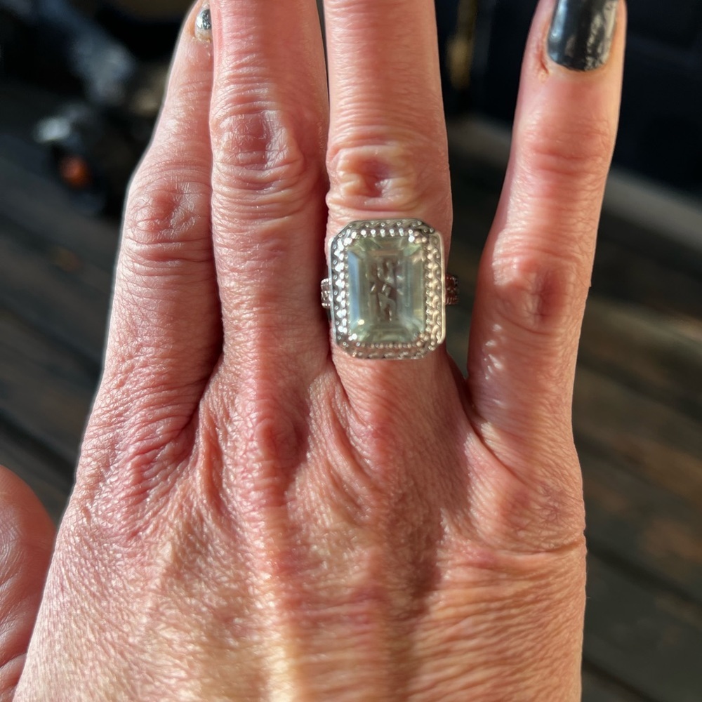 Rectangular Cut Quartz Sterling Silver Ring By Sa… - image 3